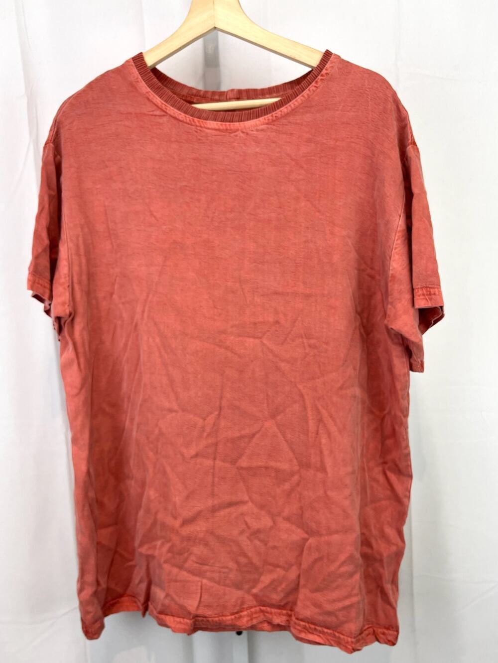 LAUREN K. Womens L Sport Short Sleeve Crew Neck Pullover Top Pink Orange